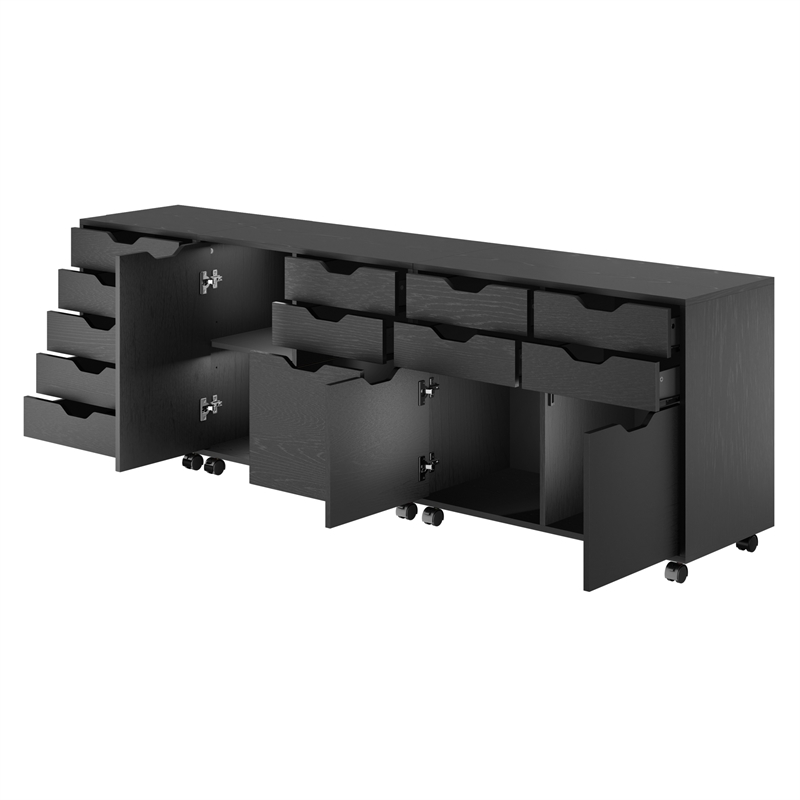 Winsome Halifax 3-Piece Engineered Wood Cabinet Set with File Drawer in Black