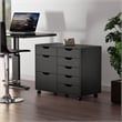 Winsome Halifax 6-Drawer Engineered Wood Mobile Storage Cabinet in Black