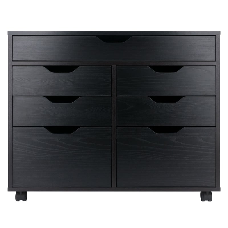 Winsome Halifax 5-Drawer Engineered Wood Mobile Storage Cabinet in Black