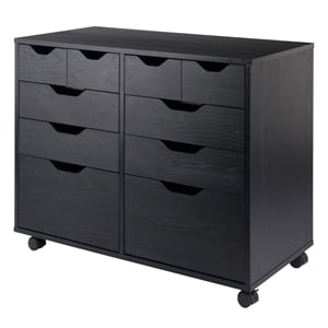 Winsome Halifax 4-Drawer Engineered Wood Mobile Storage Cabinet in Black
