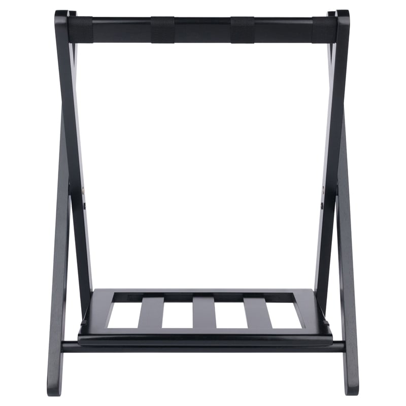 Winsome Raya Transitional Solid Wood Luggage Rack with Shelf in Black