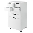 Winsome Halifax Bins and Drawers Multi Storage Tall Mobile Cabinet White Finish