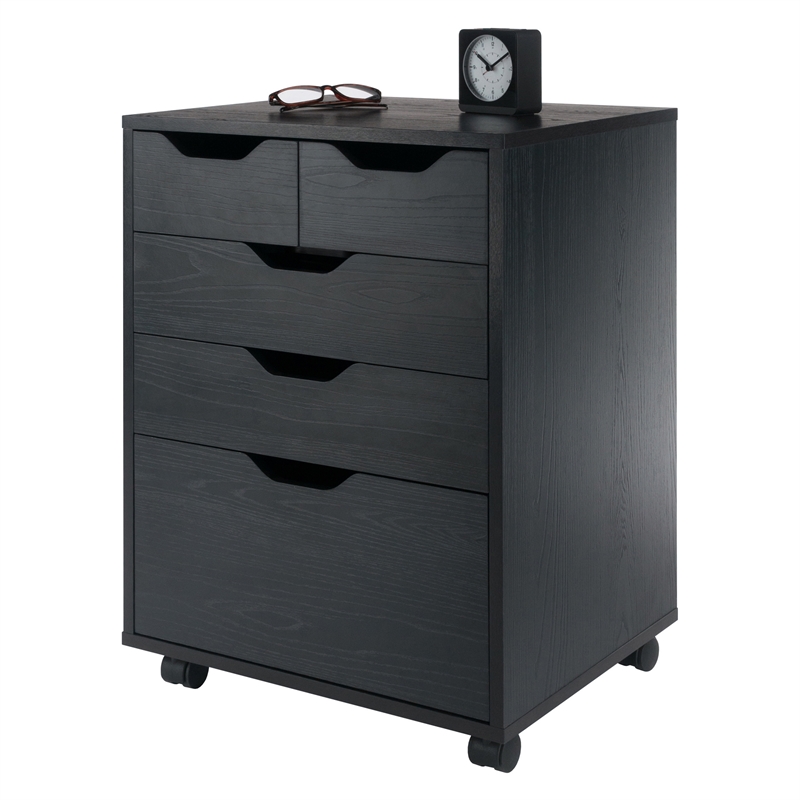 Winsome Halifax Bins and Drawers Storage Mobile Cabinet Black Finish
