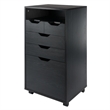 Winsome Halifax Bins and Drawers Multi-Storage Tall Mobile Cabinet Black Finish