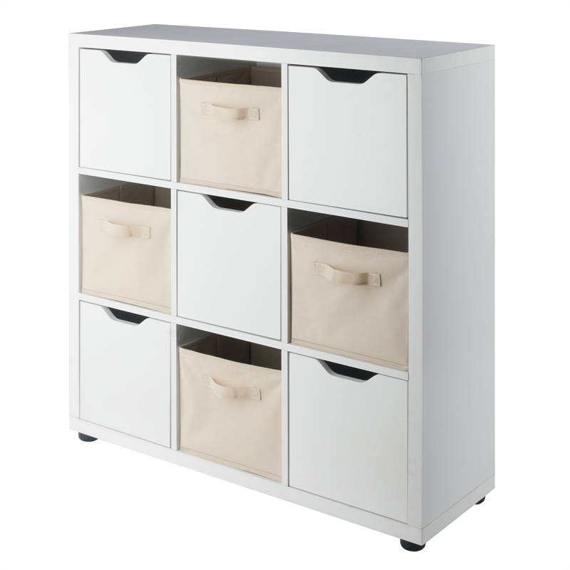 Winsome Julia 3x3 Storage 5Pc Cabinet Set Beige and White Finish