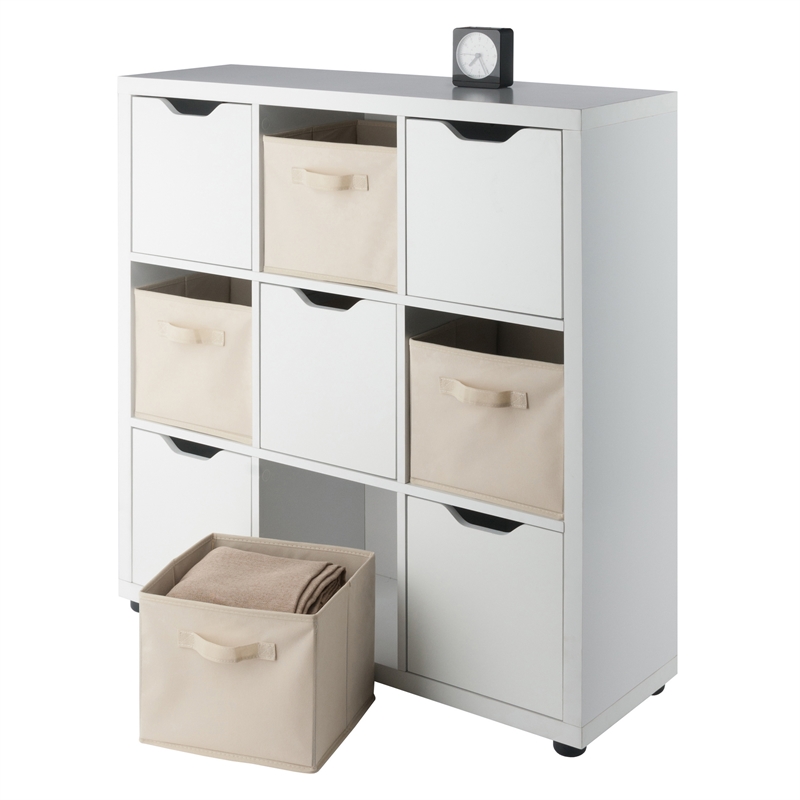 Winsome Julia 3x3 Storage 5Pc Cabinet Set Beige and White Finish
