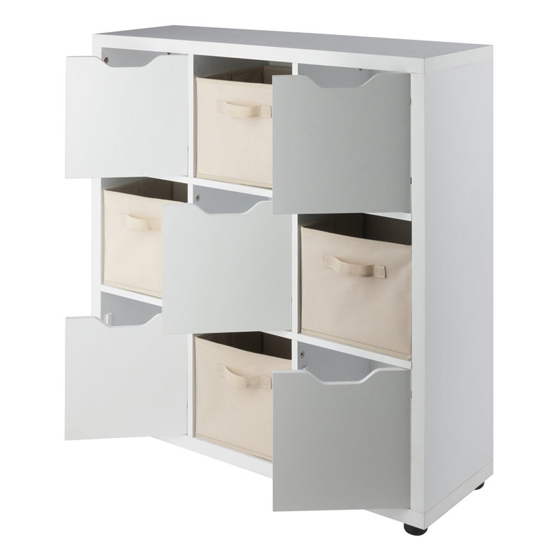 Winsome Julia 3x3 Storage 5Pc Cabinet Set Beige and White Finish