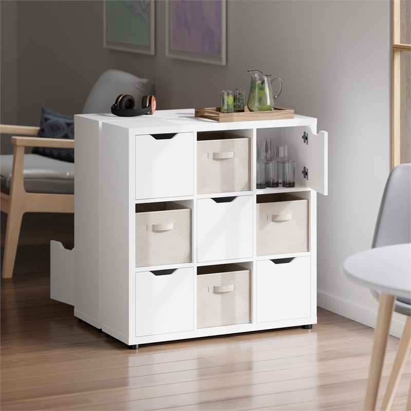 Winsome Julia 3x3 Storage 5Pc Cabinet Set Beige and White Finish