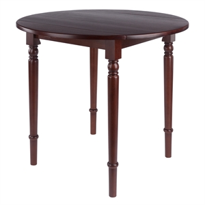 Winsome Sorella Round Double Drop Leaf Dining Table Walnut Finish