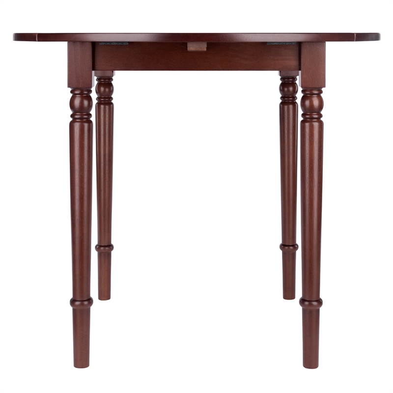 Winsome Sorella Round Double Drop Leaf Dining Table Walnut Finish