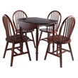 Winsome Sorella 5Pc Drop Leaf Dining Table with Windsor Chairs Walnut Finish