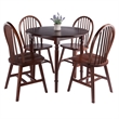 Winsome Sorella 5Pc Drop Leaf Dining Table with Windsor Chairs Walnut Finish