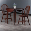 Winsome Sorella 3Pc Drop Leaf Dining Table with Windsor Chairs Walnut Finish