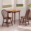 Winsome Sorella 3Pc Drop Leaf Dining Table with Windsor Chairs Walnut Finish
