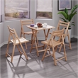 Winsome Delaney 5PC Set Folding Table and Chairs in Natural Finish