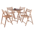 Winsome Delaney 5PC Set Folding Table and Chairs in Natural Finish