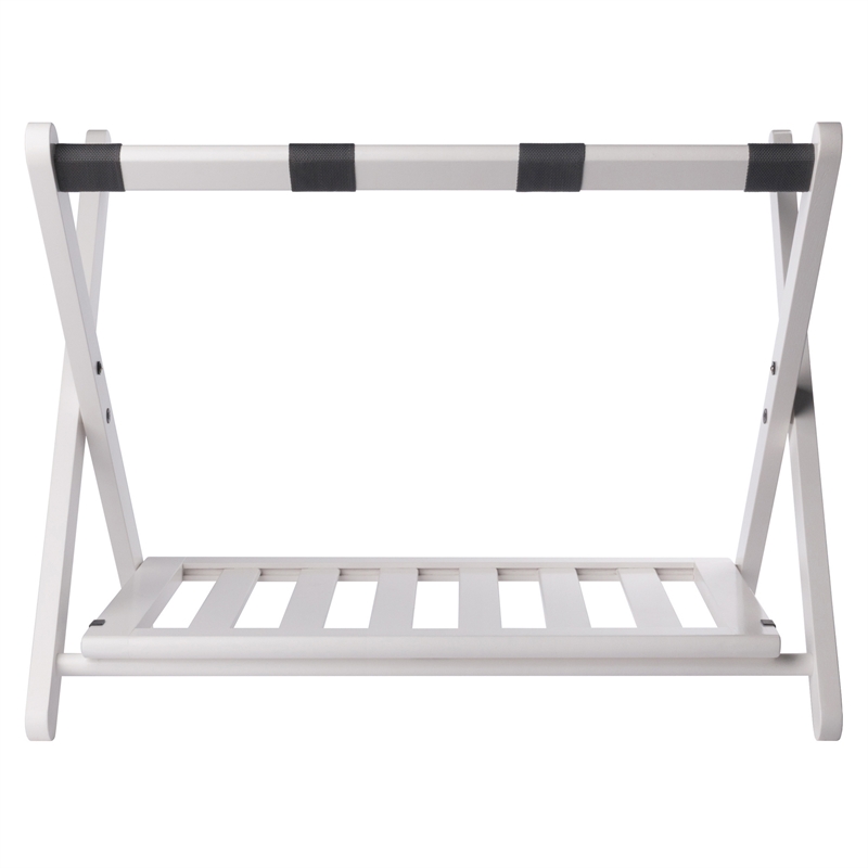 Winsome Reese Luggage Rack with Shelf in White finish