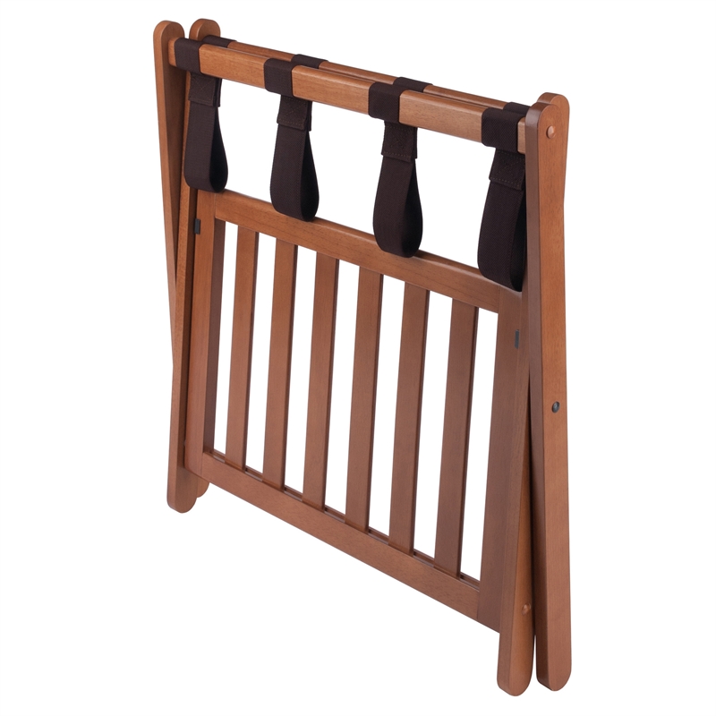Winsome Reese Luggage Rack with Shelf in Teak Finish
