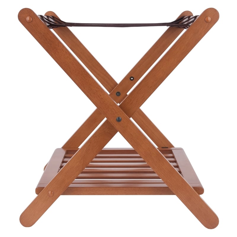 Winsome Reese Luggage Rack with Shelf in Teak Finish