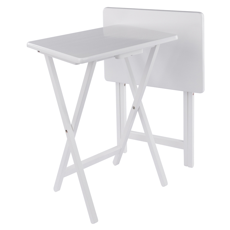 Winsome Alex 2-Pc Snack Table Set in White Finish