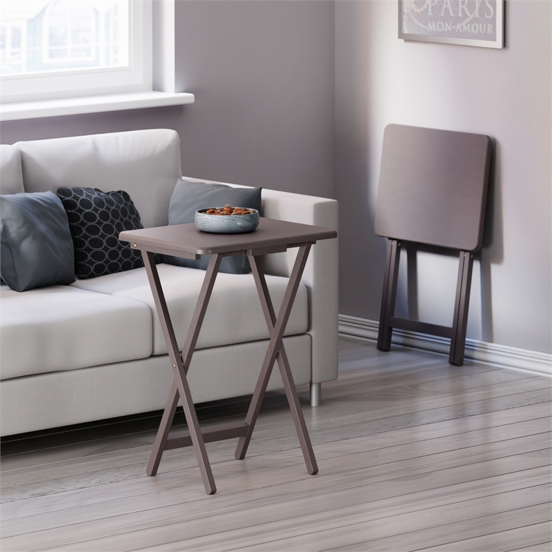 Winsome Alex 2-Pc Snack Table Set in Oyster Gray Finish