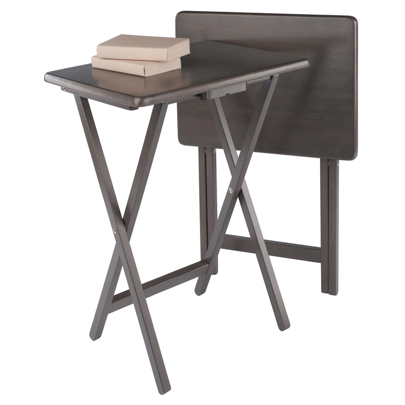 Winsome Alex 2-Pc Snack Table Set in Oyster Gray Finish