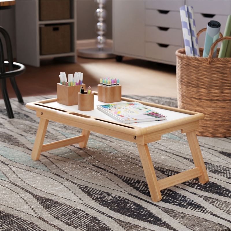 Arlo Breakfast Tray with Flip Top Natural and White Finish