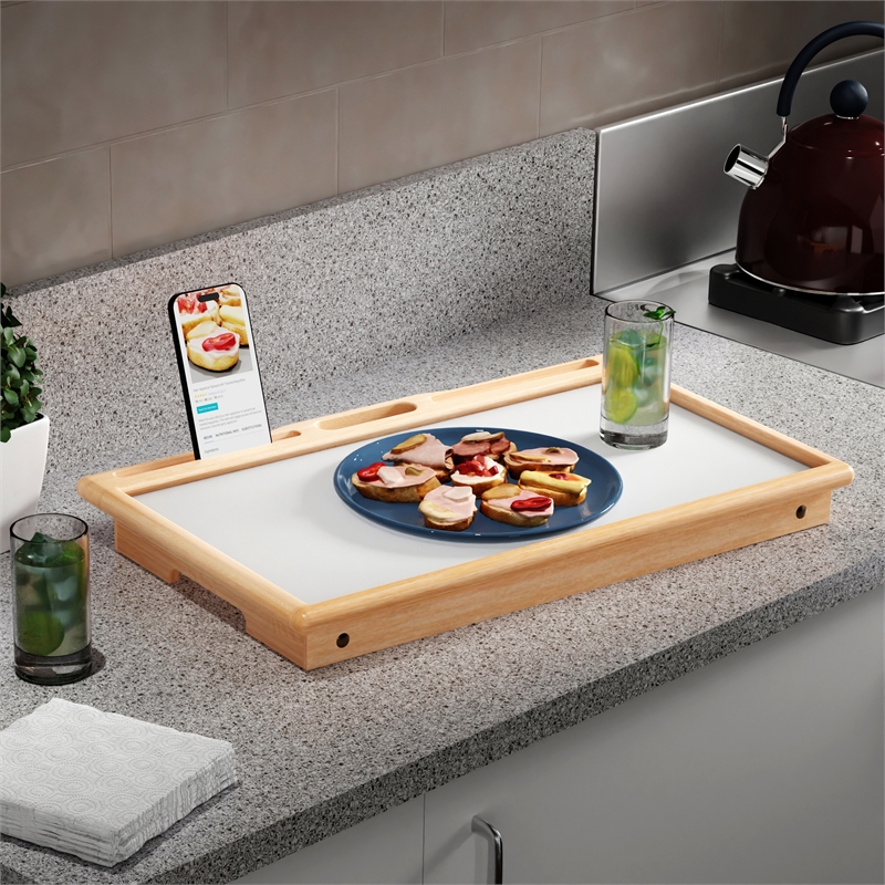 Arlo Breakfast Tray with Flip Top Natural and White Finish