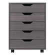 Halifax 5 Drawer Mobile Cabinet Charcoal Finish