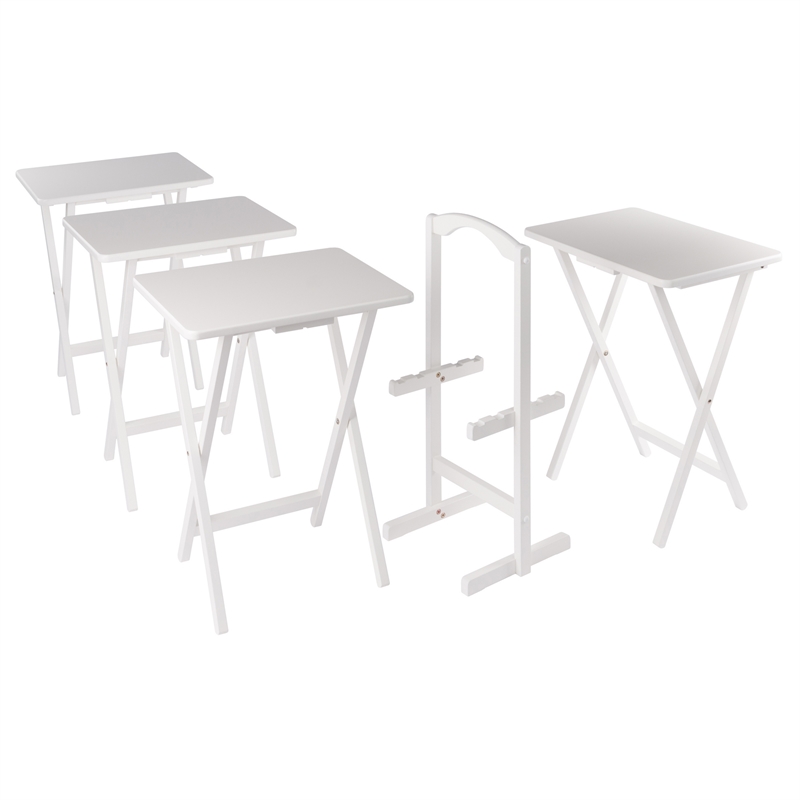 Alex 5Pc Snack Table Set White Finish
