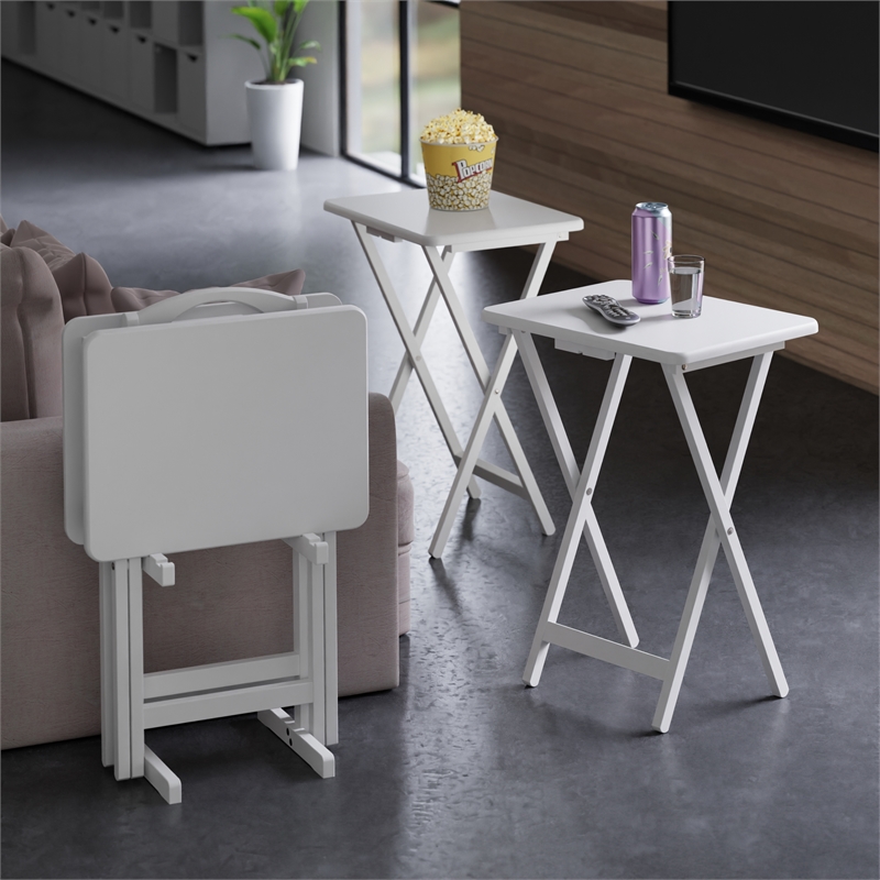 Alex 5Pc Snack Table Set White Finish