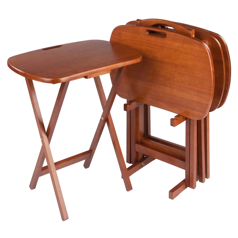 Lucca 5pc Snack Table Set Teak Finish
