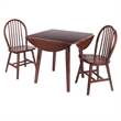 Dawson 3-Pc Drop Leaf Table with Windsor Chairs Walnut Finish