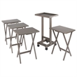 Isabelle 4 Snack Tables and Storage Stand with Removable Tray Oyster Gray Finish