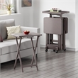 Isabelle 4 Snack Tables and Storage Stand with Removable Tray Oyster Gray Finish