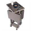 Isabelle 4 Snack Tables and Storage Stand with Removable Tray Oyster Gray Finish