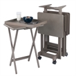 Isabelle 4 Snack Tables and Storage Stand with Removable Tray Oyster Gray Finish
