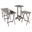 Isabelle 4 Snack Tables and Storage Stand with Removable Tray Oyster Gray Finish