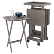 Isabelle 4 Snack Tables and Storage Stand with Removable Tray Oyster Gray Finish