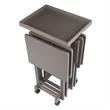 Isabelle 4 Snack Tables and Storage Stand with Removable Tray Oyster Gray Finish