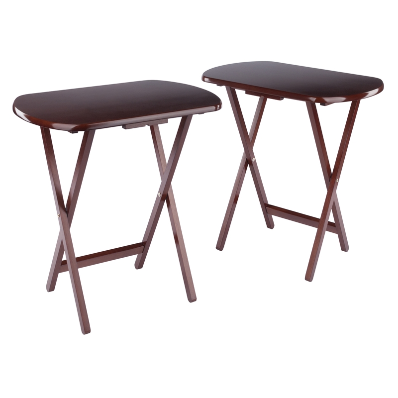 Corbett Set of 2 Oversized Snack Tables Walnut Finish