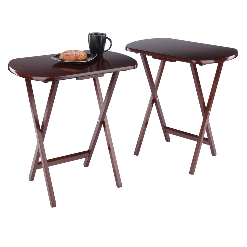 Corbett Set of 2 Oversized Snack Tables Walnut Finish