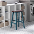 Satori Saddle Seat 29In Bar Stool Rustic Teal and Walnut Finish