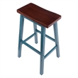 Satori Saddle Seat 29In Bar Stool Rustic Teal and Walnut Finish