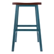 Satori Saddle Seat 29In Bar Stool Rustic Teal and Walnut Finish