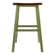 Satori Saddle Seat Bar Stool Rustic Green and Walnut