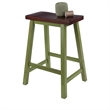 Satori Saddle Seat Counter Stool Rustic Green and Walnut