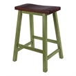 Satori Saddle Seat Counter Stool Rustic Green and Walnut