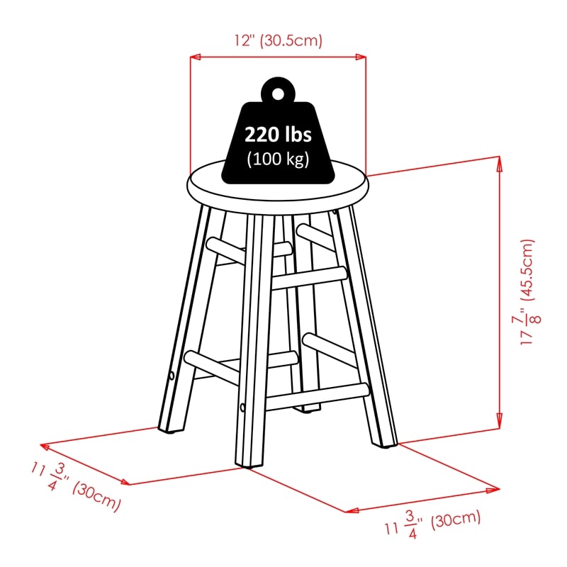Element 2-Pc Dining Stool Set Black Finish
