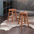 Element 2-Pc Dining Stool Set Teak Finish